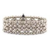 NO RESERVE.  Silver Pearl, Lab Diamond Bracelet