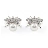 NO RESERVE.   Pearl Silver Earring