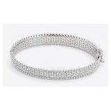 NO RESERVE. 4 Ct Lab Grown Diamond Silver Bracelet