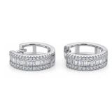 NO RESERVE. 1.68 Ct Lab  Diamond Silver Earring.