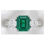 Fine Jewelry 3.52 Ct Diamond & Emerald 14K Ring