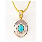 NO RESERVE 1.5 Ct  Titanium Turquoise,  Necklace