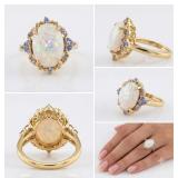 NO RESERVE. 4 Ct Silver Opal & Lab Sapphire, Ring