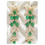 Fine Jewelry.  8.52 Ct  Emerald 14K Earring