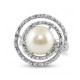 NO RESERVE. 1 Ct Silver Pearl & Lab Sapphire, Ring