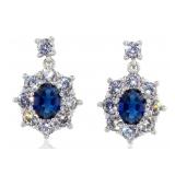NO RESERVE.  3.5 Ct Silver Lab Sapphire Earring
