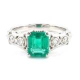 Fine Jewelry.1.21 Ct Diamond & Emerald 14 Ring