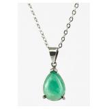 NO RESERVE 3 Ct  Silver Cabazon Emerald, Necklace