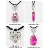 NO RESERVE. 12 Ct Diamond & Pink Topaz Necklace