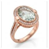 FINE JEWELRY  7.25 Ct Diamond & Aqua 14K Ring
