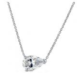 NO RESERVE. 1.5 Ct Lab Diamond  Silver Necklace