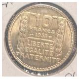 Scarce Circa 1931 10 Franc Coin
