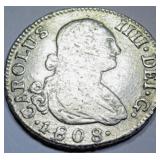 1808 Spanish 2 Reales Genuine Antique Colonial
