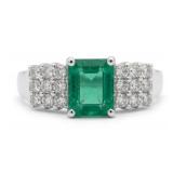 FINE JEWELRY  1.85 Ct   Diamond & emerald 14K Ring