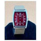 RED SILVER BARREL Vintage Seiko Slim Quartz