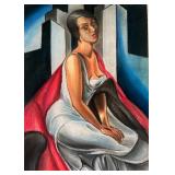 Tamara de Lempicka Drawing stamped mixed media.