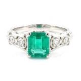 FINE JEWELRY  1.21 Ct Diamond & Emerald 14 Ring