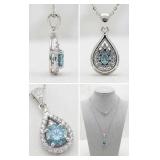 FINE JEWELRY  2.40 Ct Lab Diamond  Silver Necklace