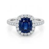 NO RESERVE 1.02 Ct Silver Lab Diam, Sapphire Ring