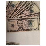 Uncirculated $5 notes,  Bid is TIMES 9