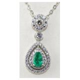 NO RESERVE 2.10 Ct  Silver Emerald, Necklace..$