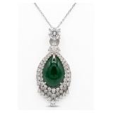 FINE JEWELRY  24.15 Ct Silver Emerald  Necklace..