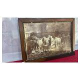 Vintage sheep, print with frame, no glass.34"x24"