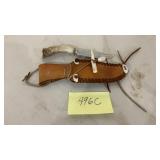 Custom made bone hunting knife with sheath