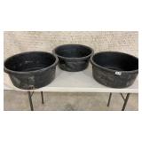 3 plastic troughs