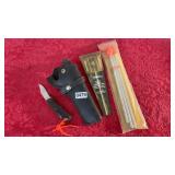 Holster, pistol cleaning rod, pocket knife