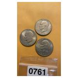 Three Eisenhower dollars 1971