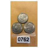 Three Eisenhower dollars 1971