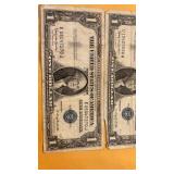 One dollar silver certificates, 2ï¿½19 57, 2ï¿½19 35