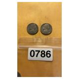 2 us nickels 1944 , one marked S and one P