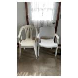 White plastic chairs set of three