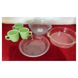 Miscellaneous fire king glassware and Pyrex  pie