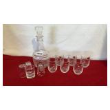 Carafe wine set six glasses and miscellaneous