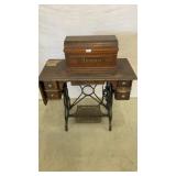 Vintage sewing machine and cabinet, advance