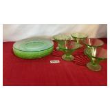 Vintage Depression Green glass dessert cups and