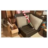 Flags and patio seat