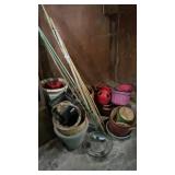 miscellaneous garden supplies and pots