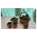 Flower basket arrangements terra-cotta faces
