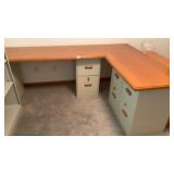 Homemade office desk with 4 filing cabinets /oak