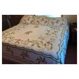 King Size Chenille Flower Bedspread, 3 Shams
