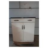 Vtg Porcelain Top Metal Cabinet