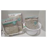 Vinyl Round Tablecloths & Plastic Bins