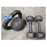 Weights - 35lb Bar Bell & 10 lb Dumbells
