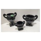 Black Ceramic Vintage Urns - like new