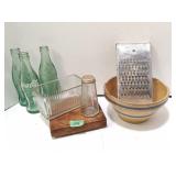 Stoneware Bowl, Coke Bottles, etc
