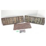 Old Minnesota Mismatched Plates: 1926, 1927 &